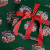Alpha Male Wrapping Paper Roll Funny Cat Kitten Meme Rainbow Floral
