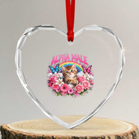 Alpha Male Heart Crystal Glass Ornament Funny Cat Kitten Meme Rainbow Floral