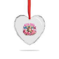 Alpha Male Heart Crystal Glass Ornament Funny Cat Kitten Meme Rainbow Floral