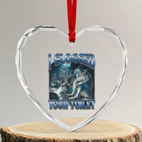 Alpha Wolf Meme Heart Crystal Glass Ornament I Clogged Your Toilet Funny Unhinged Stupid Brainrot