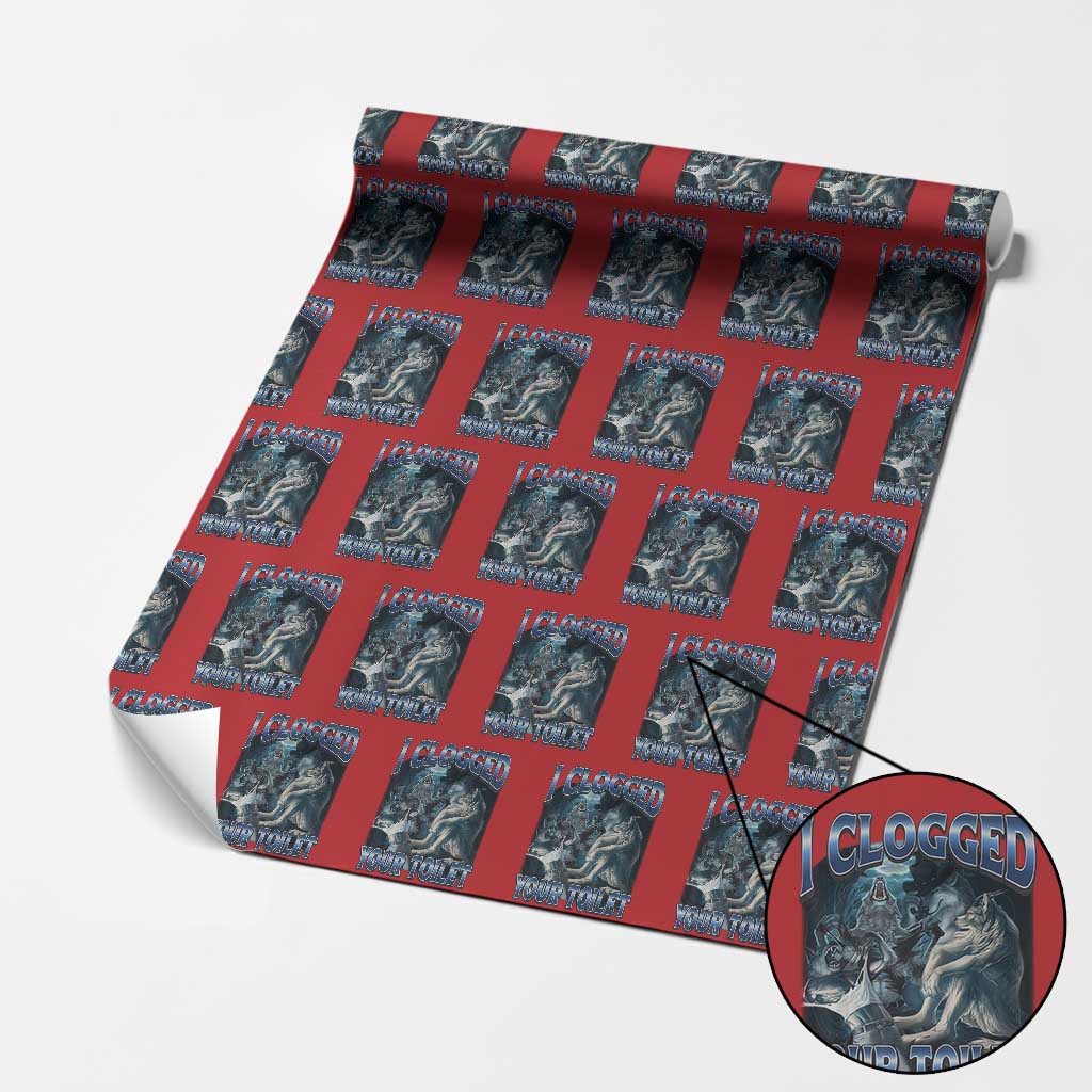 Alpha Wolf Meme Wrapping Paper Roll I Clogged Your Toilet Funny Unhinged Stupid Brainrot