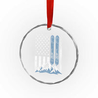 Alpine Skiing Skier Crystal Glass Ornament Vintage American Flag Winter Sport - Wonder Print Shop