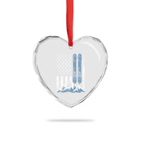 Alpine Skiing Skier Heart Crystal Glass Ornament Vintage American Flag Winter Sport - Wonder Print Shop
