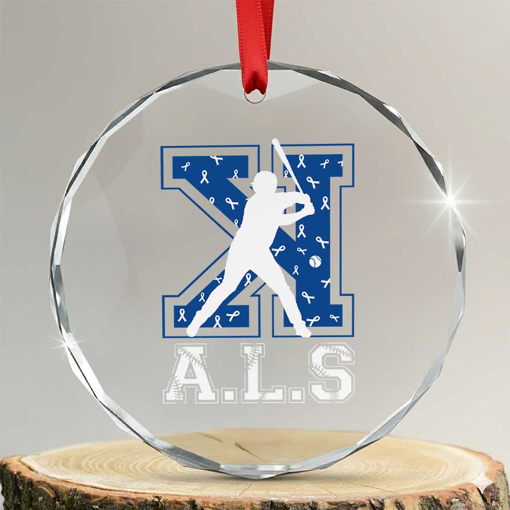 ALS Awareness Crystal Glass Ornament Baseball Strike Out ALS Support