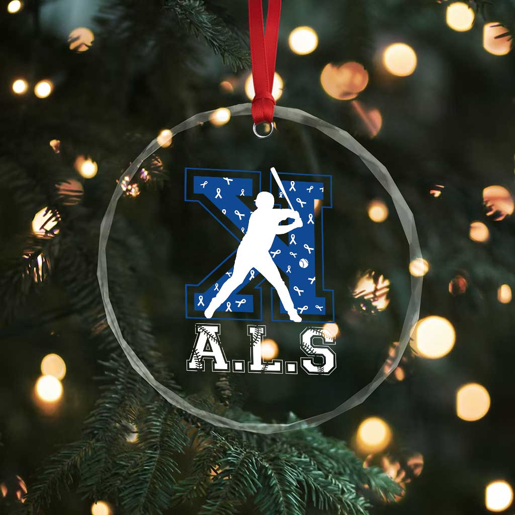 ALS Awareness Crystal Glass Ornament Baseball Strike Out ALS Support