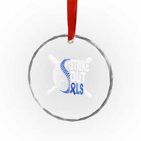 ALS Awareness Crystal Glass Ornament Blue Ribbon Baseball Strike Out ALS Support