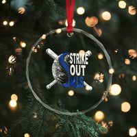 ALS Awareness Crystal Glass Ornament Blue Ribbon Baseball Strike Out ALS Support