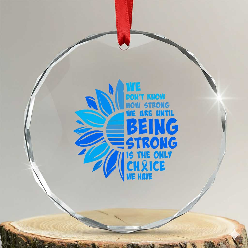 ALS Awareness Crystal Glass Ornament Blue Ribbon Stronger Survivor