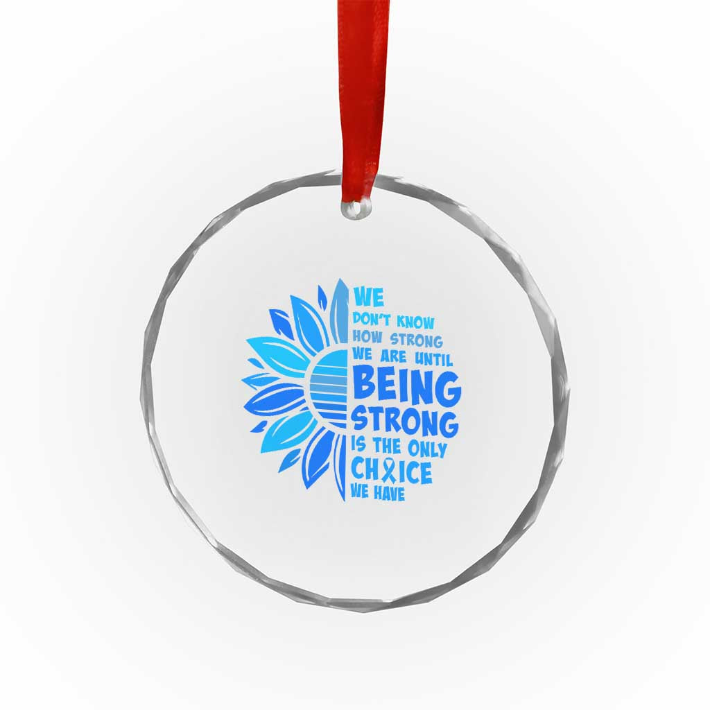 ALS Awareness Crystal Glass Ornament Blue Ribbon Stronger Survivor
