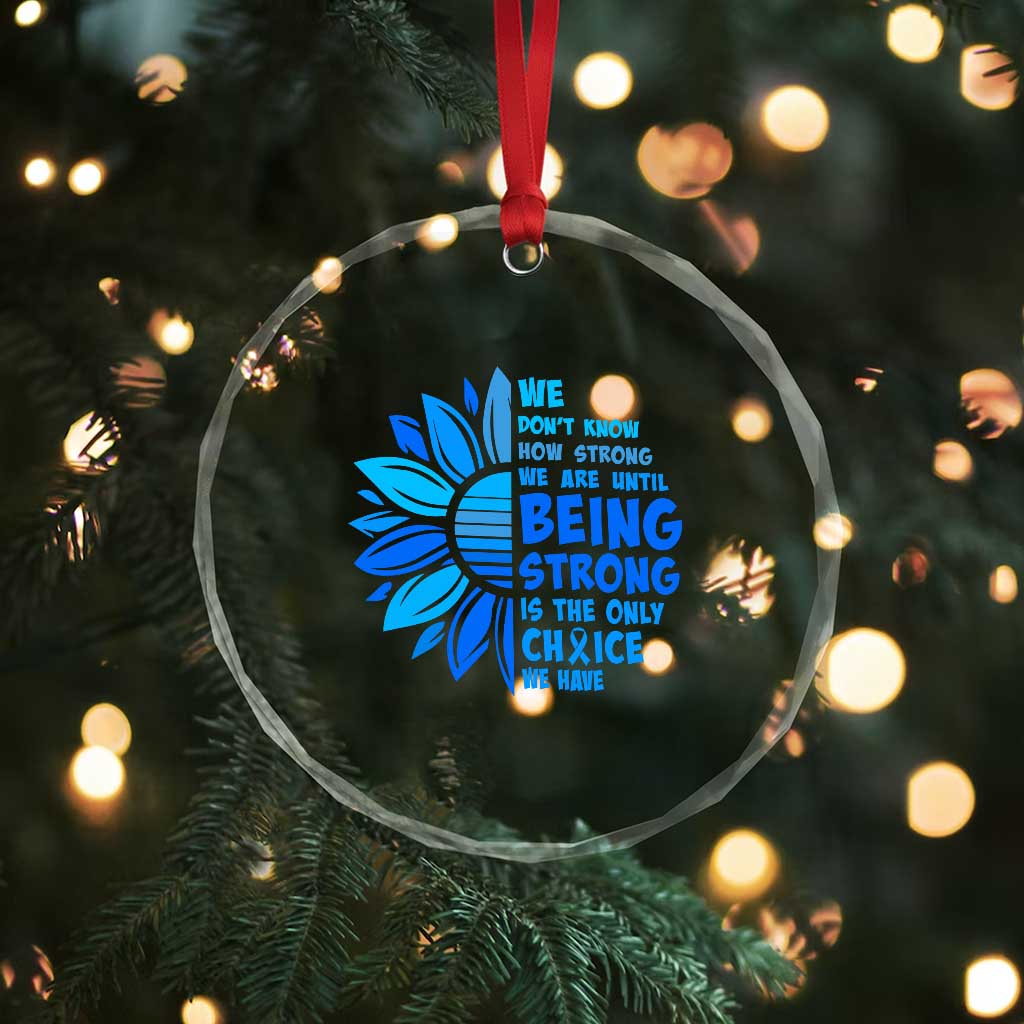 ALS Awareness Crystal Glass Ornament Blue Ribbon Stronger Survivor
