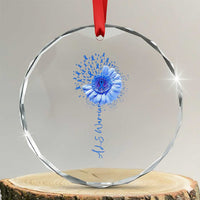 ALS Awareness Crystal Glass Ornament Blue Ribbon Sunflower ALS Warrior