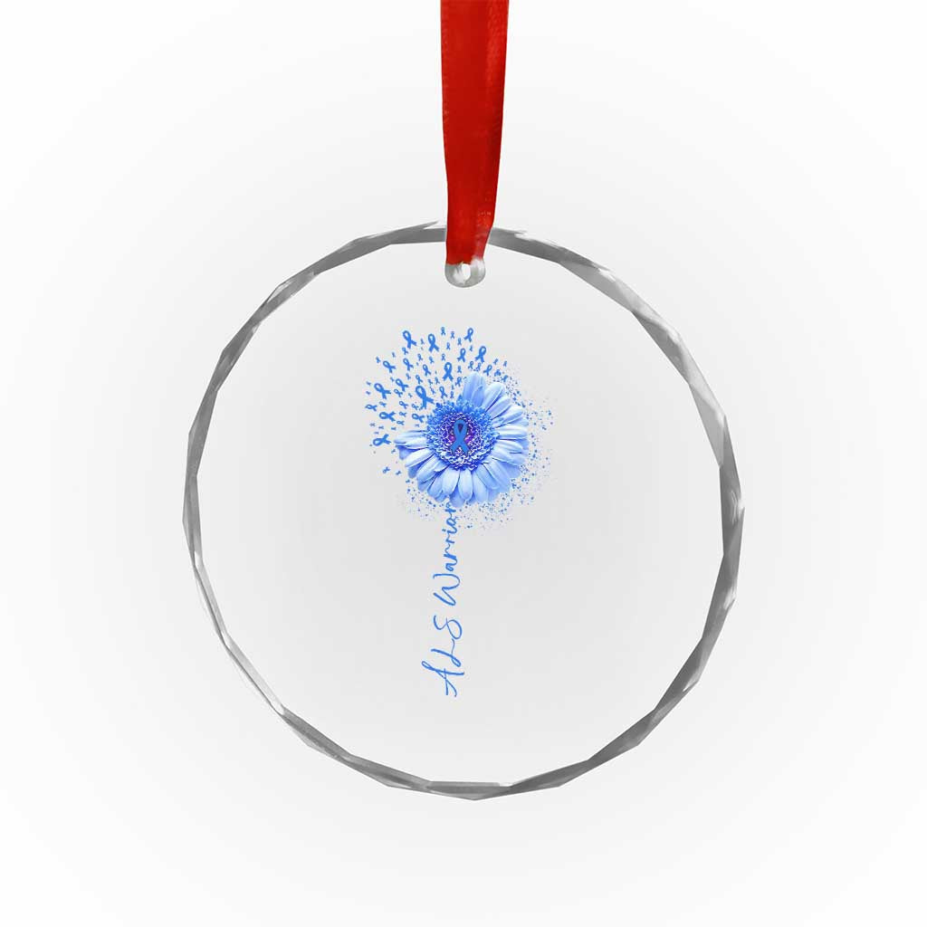 ALS Awareness Crystal Glass Ornament Blue Ribbon Sunflower ALS Warrior