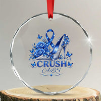 ALS Awareness Crystal Glass Ornament Blue Ribbon Women Crush ALS