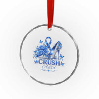 ALS Awareness Crystal Glass Ornament Blue Ribbon Women Crush ALS