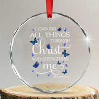 ALS Awareness Crystal Glass Ornament I Can Do All Things Through Christ Butterfly Bible Verse Motivational