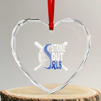 ALS Awareness Heart Crystal Glass Ornament Blue Ribbon Baseball Strike Out ALS Support