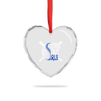 ALS Awareness Heart Crystal Glass Ornament Blue Ribbon Baseball Strike Out ALS Support