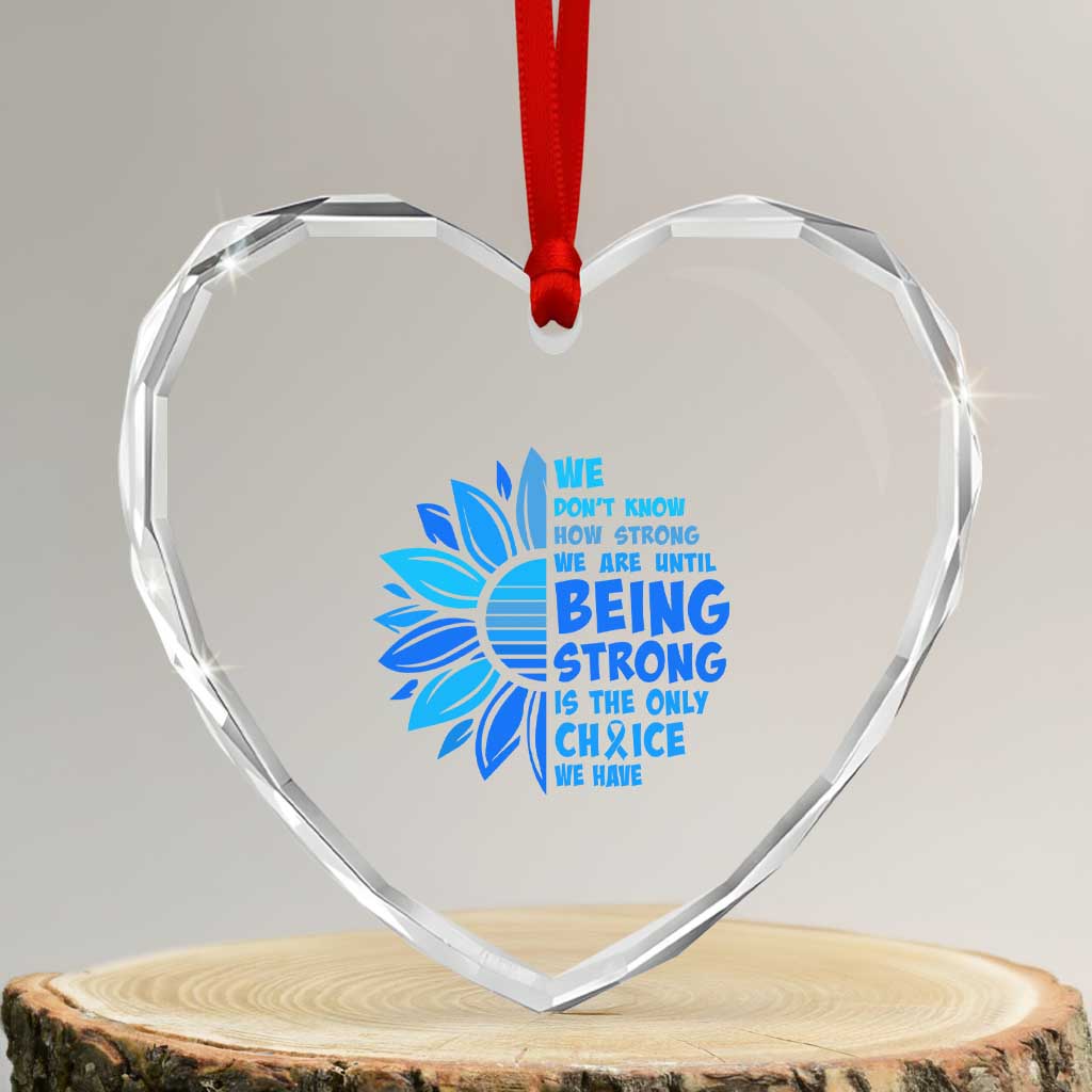 ALS Awareness Heart Crystal Glass Ornament Blue Ribbon Stronger Survivor