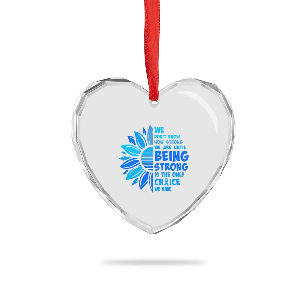 ALS Awareness Heart Crystal Glass Ornament Blue Ribbon Stronger Survivor