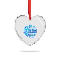 ALS Awareness Heart Crystal Glass Ornament Blue Ribbon Stronger Survivor