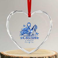 ALS Awareness Heart Crystal Glass Ornament Blue Ribbon Women Crush ALS