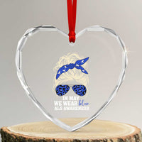 ALS Awareness We Wear Blue In May Heart Crystal Glass Ornament