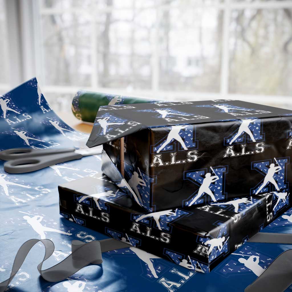 ALS Awareness Wrapping Paper Roll Baseball Strike Out ALS Support