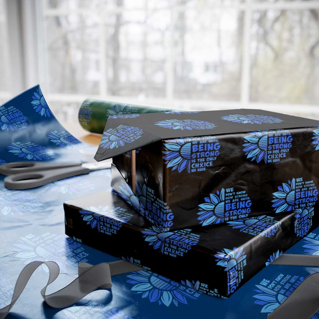 ALS Awareness Wrapping Paper Roll Blue Ribbon Stronger Survivor