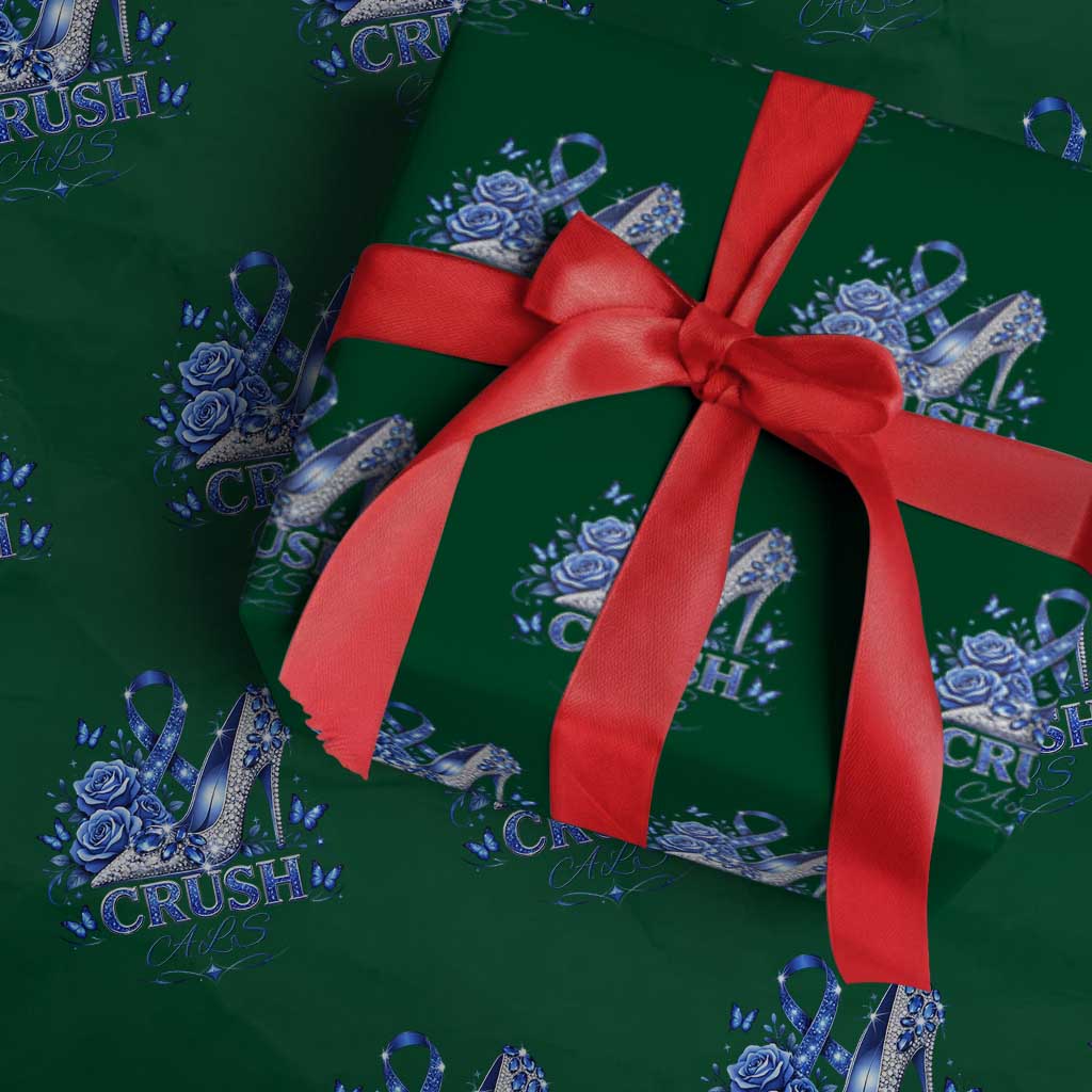 ALS Awareness Wrapping Paper Roll Blue Ribbon Women Crush ALS