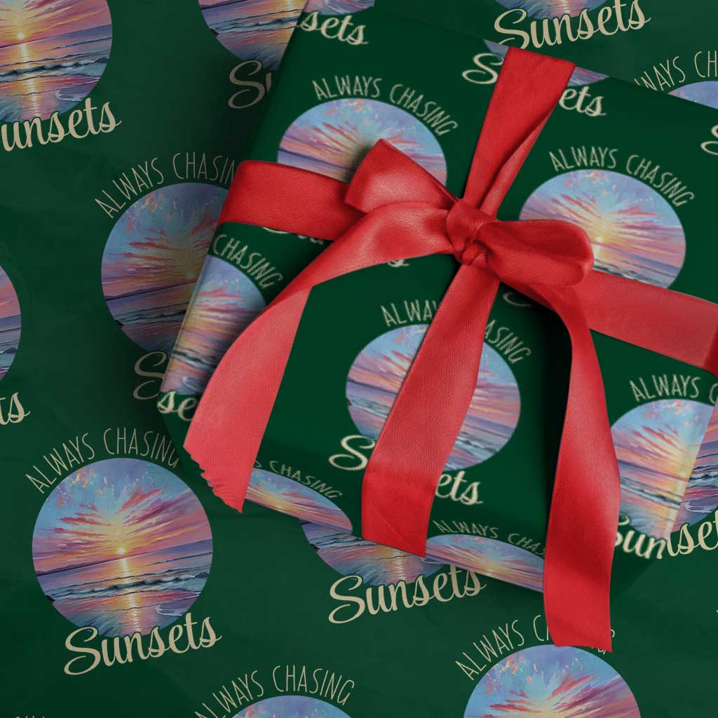 Always Chasing Sunsets Wrapping Paper Roll Summer Vacation Travel Gift