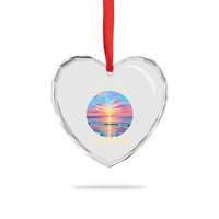Always Chasing Sunsets Heart Crystal Glass Ornament Summer Vacation Travel Gift
