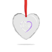 Alzheimers Awareness Heart Heartbeat Purple Ribbon Heart Crystal Glass Ornament Hope Love Faith Support