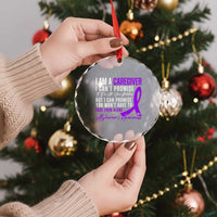 Alzheimer's Caregiver Support Crystal Glass Ornament Purple Ribbon Hope Graphic