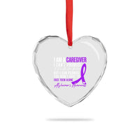 Alzheimer's Caregiver Support Heart Crystal Glass Ornament Purple Ribbon Hope Graphic