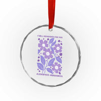 Alzheimers Purple Floral Retro Graphic Crystal Glass Ornament I Will Remember For You