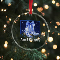 Am I Okay Crystal Glass Ornament Boot Cowgirl Coquette Bow TS10