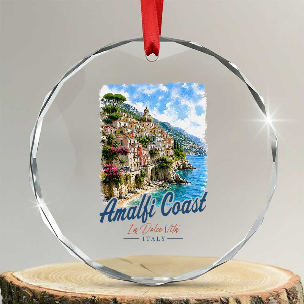 Amalfi Coast Crystal Glass Ornament La Dolce Vita Italy Coastal Village Vintage Mediterranean Paradise