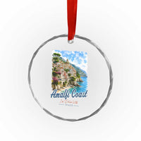 Amalfi Coast Crystal Glass Ornament La Dolce Vita Italy Coastal Village Vintage Mediterranean Paradise