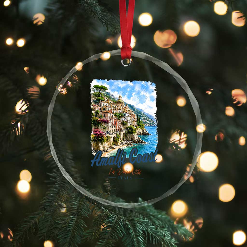 Amalfi Coast Crystal Glass Ornament La Dolce Vita Italy Coastal Village Vintage Mediterranean Paradise