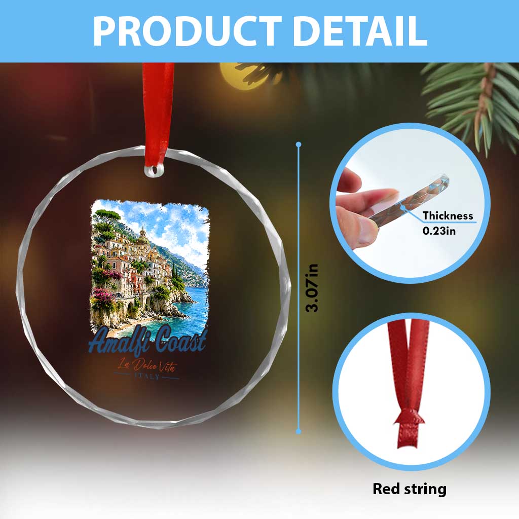 Amalfi Coast Crystal Glass Ornament La Dolce Vita Italy Coastal Village Vintage Mediterranean Paradise