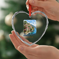 Amalfi Coast Heart Crystal Glass Ornament La Dolce Vita Italy Coastal Village Vintage Mediterranean Paradise