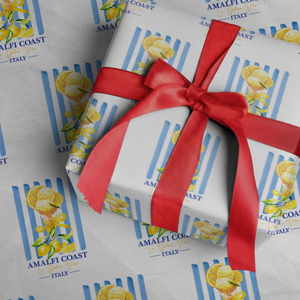 Amalfi Coast Italy Lemon Gelato Wrapping Paper Roll La Dolce Vita Citrus Summer Travel Vintage Coastal