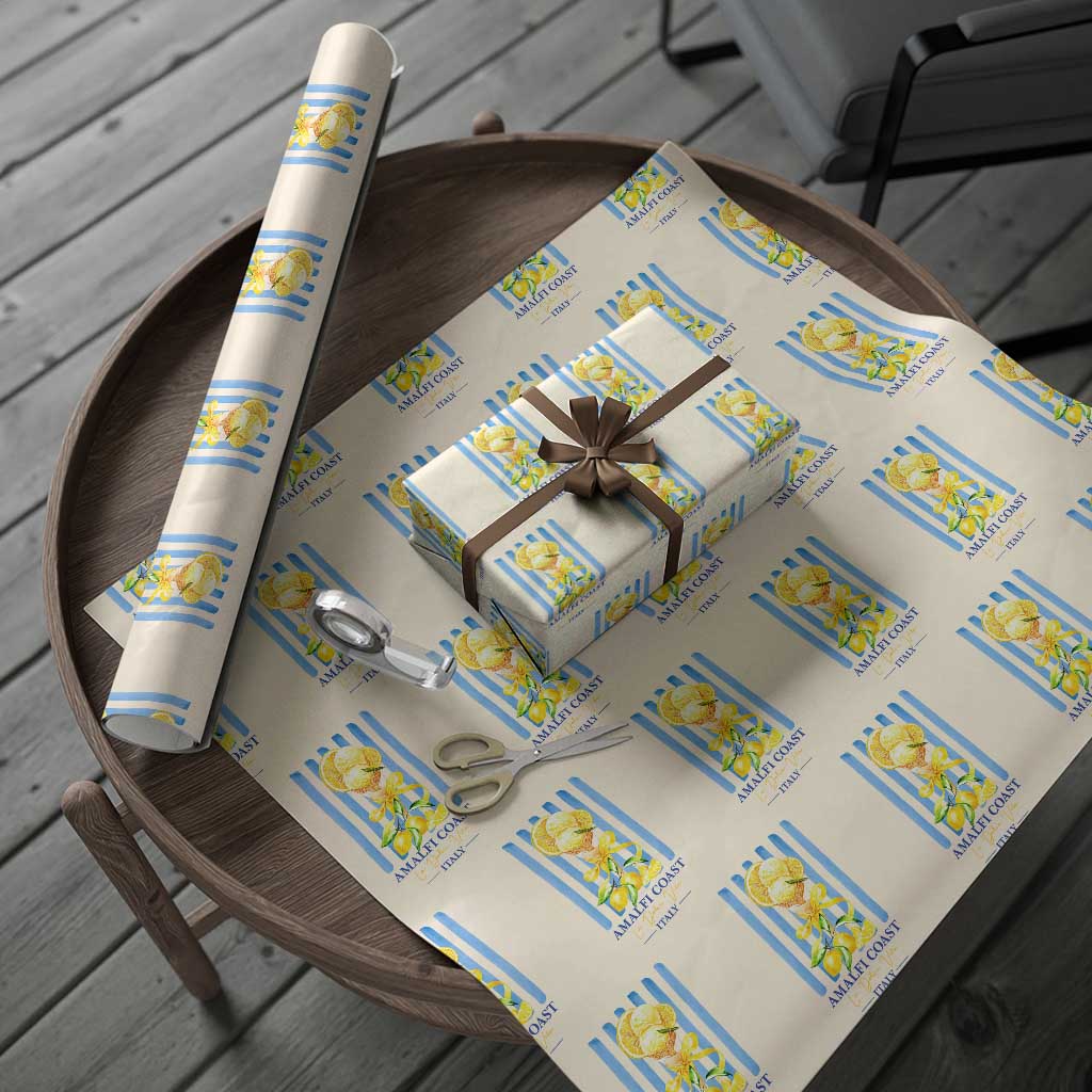 Amalfi Coast Italy Lemon Gelato Wrapping Paper Roll La Dolce Vita Citrus Summer Travel Vintage Coastal