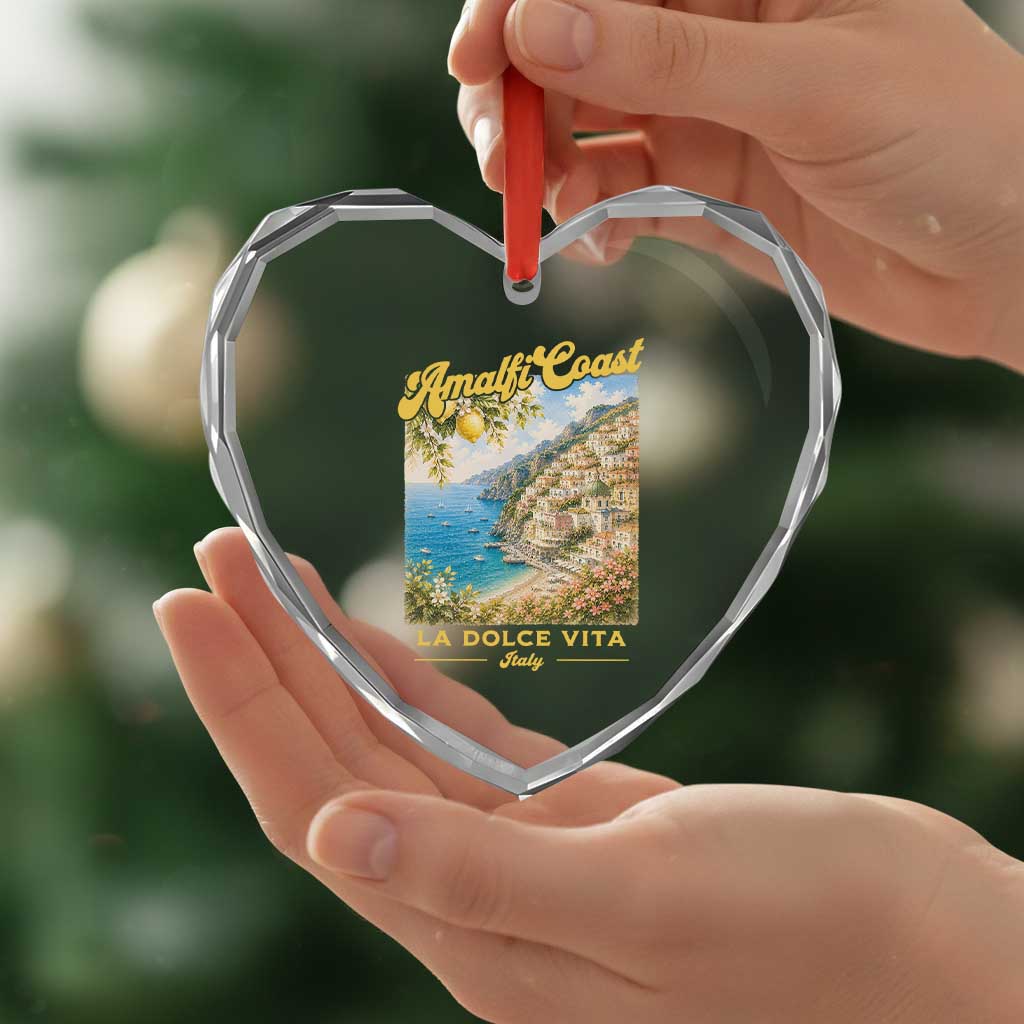 Amalfi Coast La Dolce Vita Italy Heart Crystal Glass Ornament Vintage Summer Amalfi Coast