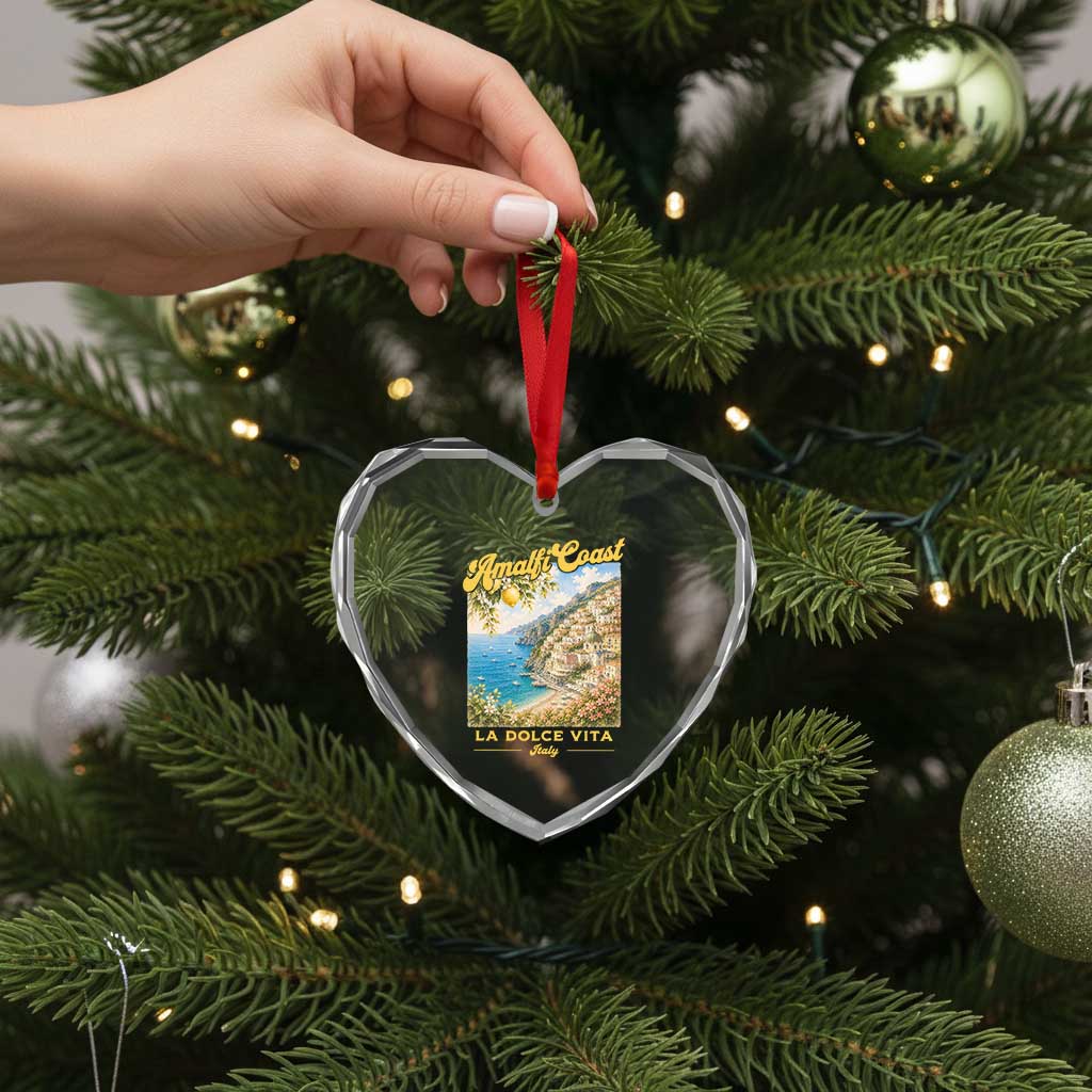 Amalfi Coast La Dolce Vita Italy Heart Crystal Glass Ornament Vintage Summer Amalfi Coast
