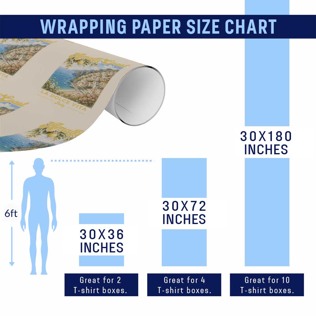 Amalfi Coast La Dolce Vita Italy Wrapping Paper Roll Vintage Summer Amalfi Coast