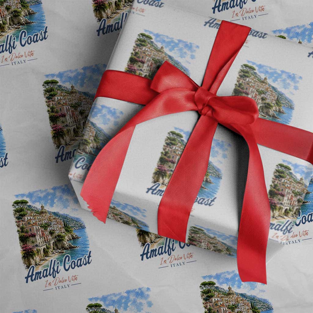 Amalfi Coast Wrapping Paper Roll La Dolce Vita Italy Coastal Village Vintage Mediterranean Paradise