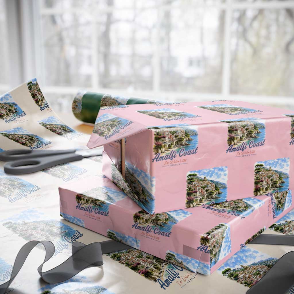 Amalfi Coast Wrapping Paper Roll La Dolce Vita Italy Coastal Village Vintage Mediterranean Paradise