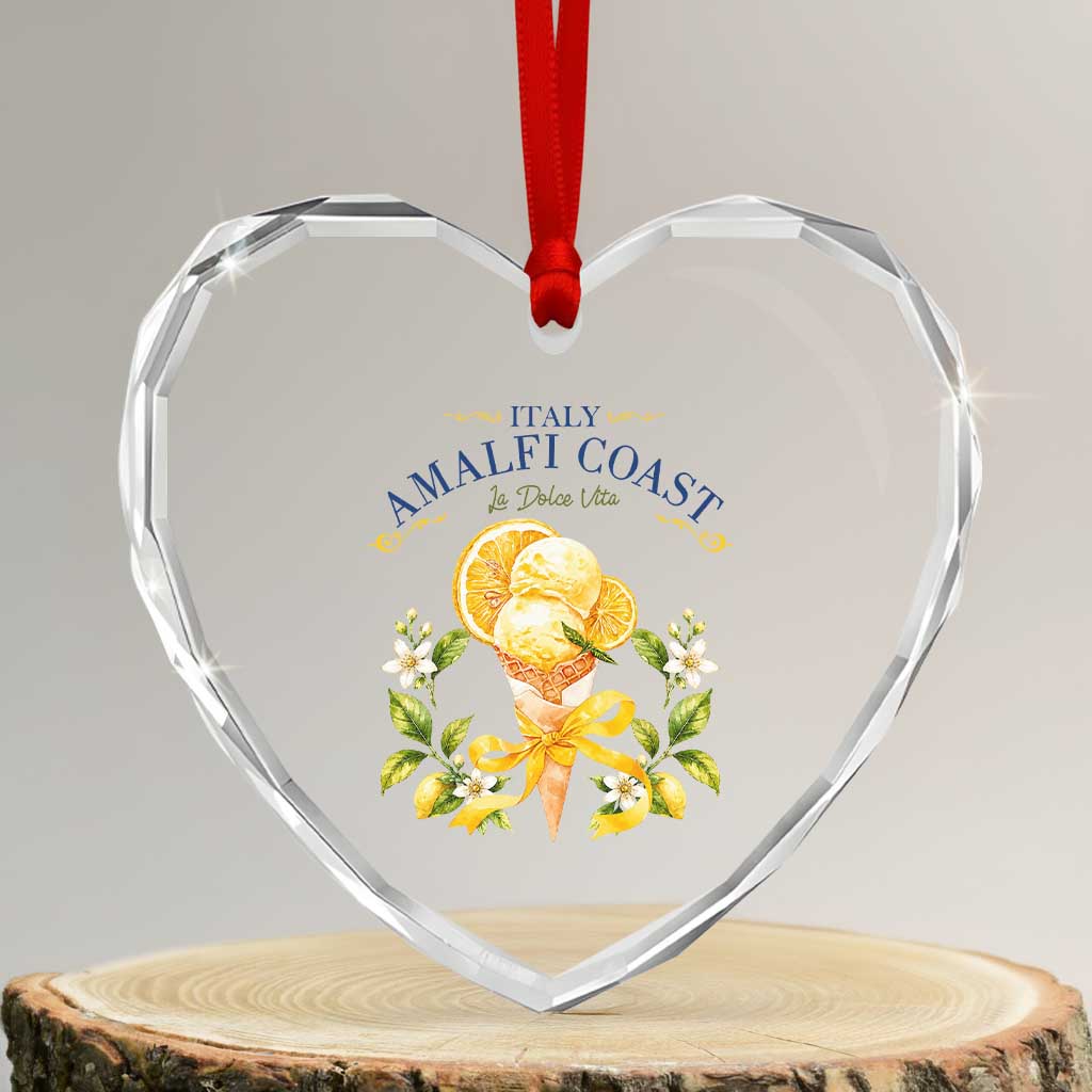 Amalfi Coast Limoncello Gelato Heart Crystal Glass Ornament La Dolce Vita Italy Lemon Dessert Summer