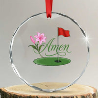 Amen Funny Golf Crystal Glass Ornament Azalea Floral Augusta Georgia for Golfers